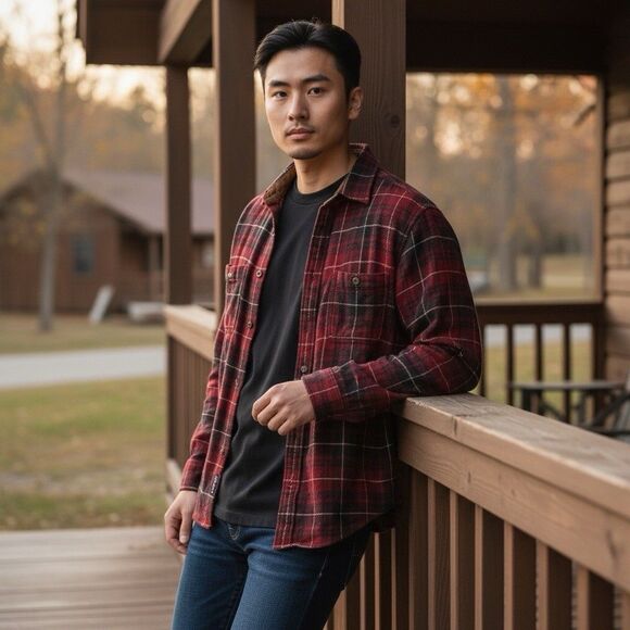 Alaska 1959 Wilderness Gear Mens Red Plaid Flannel Size Medium Long Sleeves - Picture 11 of 12